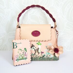 Disney Our Universe Bambi Watercolor Portrait Handbag W/ Matching Wallet